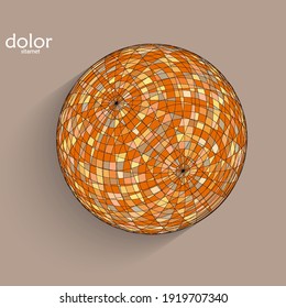 Abstract futuristic 3D object with realistic shadow on flat background. Computer digital model technology data science icon. Geometric shape with multicolored stripes.