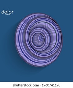 Abstract futuristic 3D object with realistic shadow on flat background. Computer digital model technology data science icon. Geometric shape with multicolored stripes.