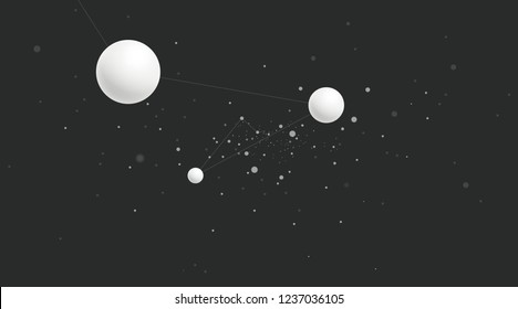 Abstract futuristic 3d rendering futuristic dots and lines on gray Sci-Fi background. computer geometric digital connection structure. Plexus with particles. Intelligence artificial.