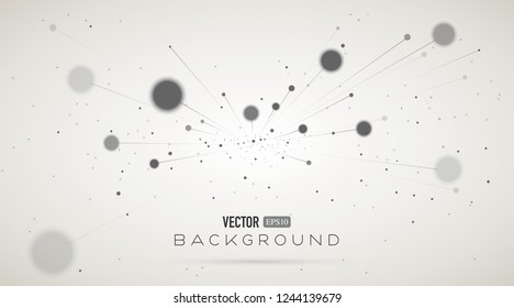 Abstract futuristic 3d rendering futuristic dots and lines on gray Sci-Fi background. Starburst dynamic lines or rays. Plexus with particles. Intelligence artificial.