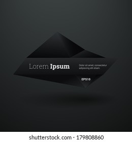 Abstract futuristic 3d speech bubble vector illustration for text box, web page banner, label design - black background version