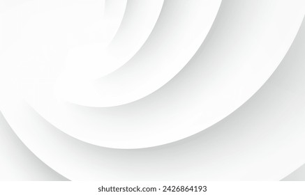 Abstract Futuristic 3d White Architecture Circular Concentric Background. White circle abstract background. Circular Building. Geometric technology design. White tunnel background. Interior Vector.