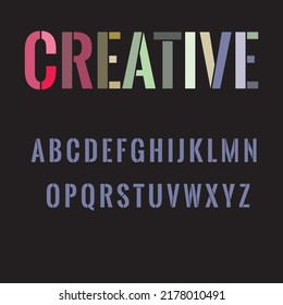 abstract futuristic alphabet font with COLORFUL theme. modern minimalist typography design