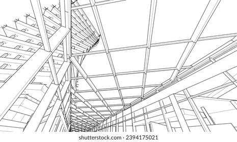 Abstract futuristic architecture 3d illustration