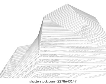 abstract futuristic architecture 3d rendering
