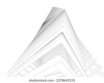 arquitectura futurista abstracta 3d renderización