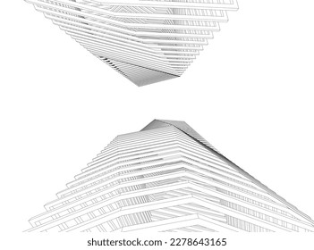 arquitectura futurista abstracta 3d renderización