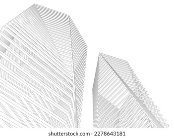 abstract futuristic architecture 3d rendering