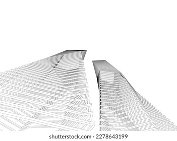 abstract futuristic architecture 3d rendering
