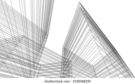 ilustración 3d abstracta de arquitectura futurista vectorial