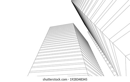 abstrakte futuristische Architektur, Vektorgrafik 3D