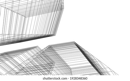 abstract futuristic architecture vector 3d illustration