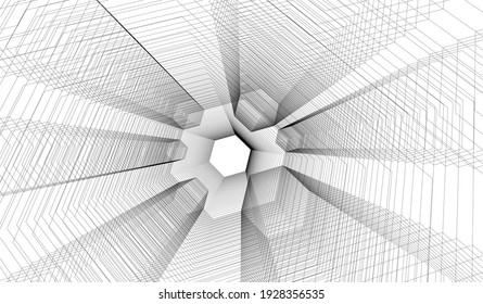 abstract futuristic architecture vector 3d illustration
