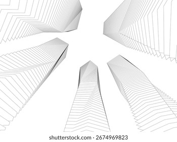 Abstract futuristic architecture. Vector 3d illustration