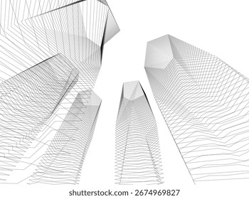 Arquitetura futurista abstrata. Ilustração em 3d vetorial