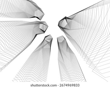 Abstract futuristic architecture. Vector 3d illustration
