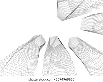 Arquitetura futurista abstrata. Ilustração em 3d vetorial