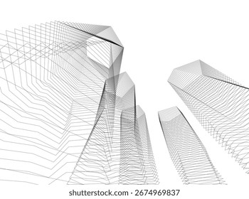 Abstract futuristic architecture. Vector 3d illustration