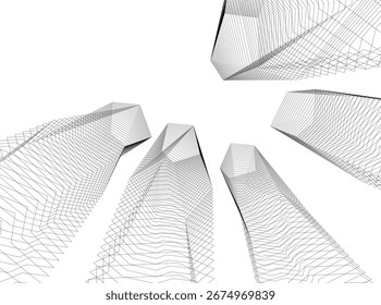 Abstract futuristic architecture. Vector 3d illustration