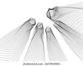Abstrakte futuristische Architektur. 3D-Vektorgrafik
