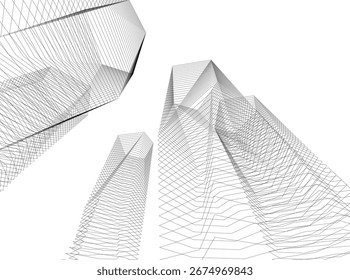 Abstractas arquitectura futurista. Vector 3D ilustración