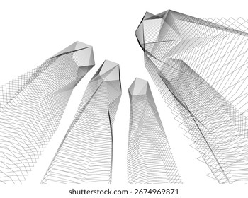 Abstractas arquitectura futurista. Vector 3D ilustración