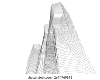 Abstractas arquitectura futurista. Vector 3D ilustración
