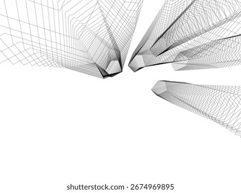 Abstract futuristic architecture. Vector 3d illustration