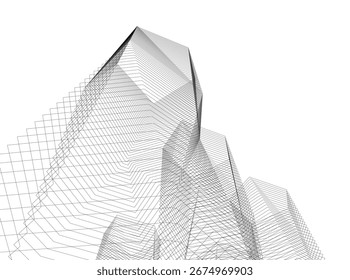 Abstract futuristic architecture. Vector 3d illustration