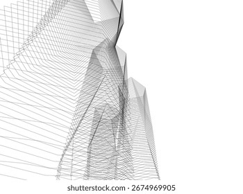 Abstract futuristic architecture. Vector 3d illustration