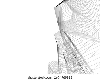 Abstract futuristic architecture. Vector 3d illustration