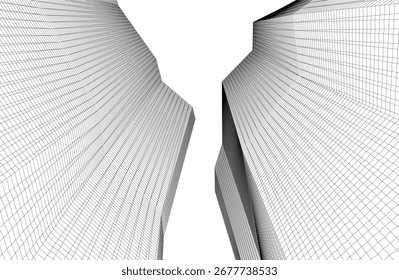 Abstrakte futuristische Architektur, Vektor 3D-Illustration