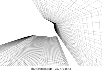 Abstract futuristic architecture vector 3d illustration