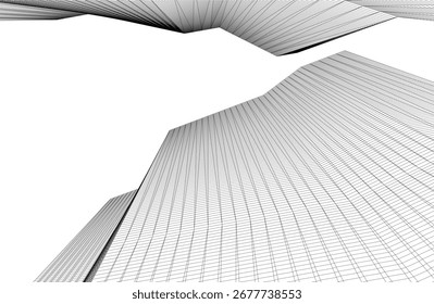 Ilustração 3d abstrata do vetor da arquitetura futurista