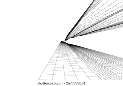 Abstract futuristic architecture vector 3d illustration