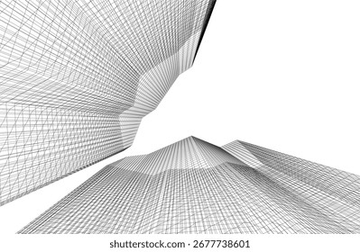 Abstract futuristic architecture vector 3d illustration