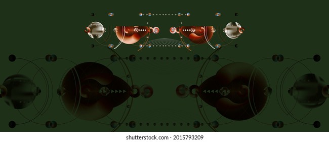 Abstract futuristic background 3d balls vector illustration pearls gentle pastel shades Japanese restrained style. Charm of a jewelry graphic with lines and beads. Stock vector graphics