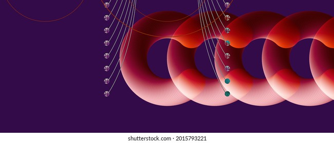 Resumen fondo futurista bolas 3d ilustración vectorial perlas suaves tonos pastel estilo moderado japonés. Encanto de un gráfico de joyería con líneas y cuentas. Gráficos vectoriales de material