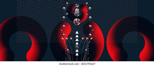 Abstract futuristic background 3d balls vector illustration pearls gentle pastel shades Japanese restrained style. Charm of a jewelry graphic with lines and beads. Stock vector graphics