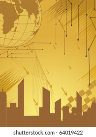 abstract futuristic background with arrowhead and globe