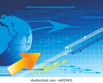 abstract futuristic background with arrowhead and globe