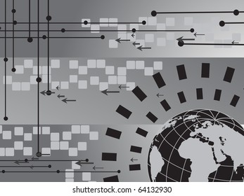 abstract futuristic background with arrowhead and globe