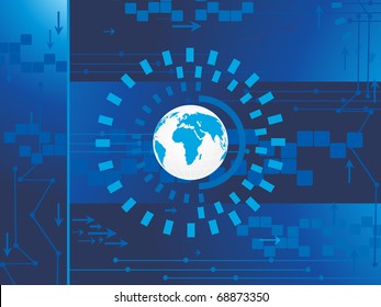 abstract futuristic background with arrowhead and globe