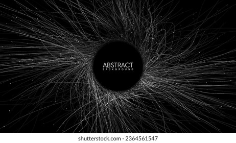 Abstract futuristic background. Artificial intelligence, cyber circuit, fiber optics concept background. Big data transformation. Black landing page. Neural network technology. Vector illustration