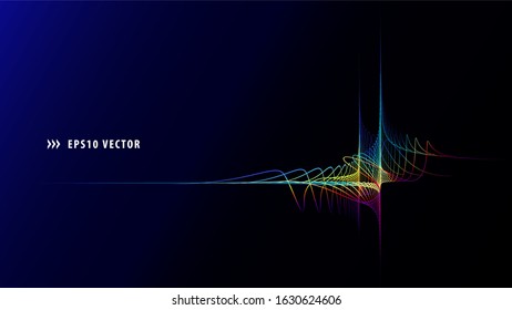 Abstract Futuristic Background with Asymmetrical Wavy Lines. Aspect Ratio 16:9. EPS10 Vector.