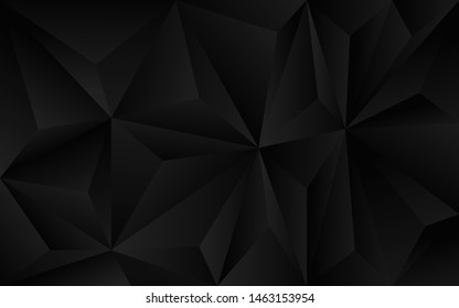 Abstract futuristic background with black polygon vector design. Dark triangle composition technology modern concept for use element cover, banner, poster, web, brochure, flyer, website, corporate