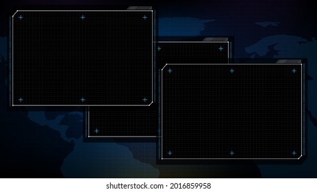 abstract futuristic background of blue and black technology sci fi frame document software display hud ui