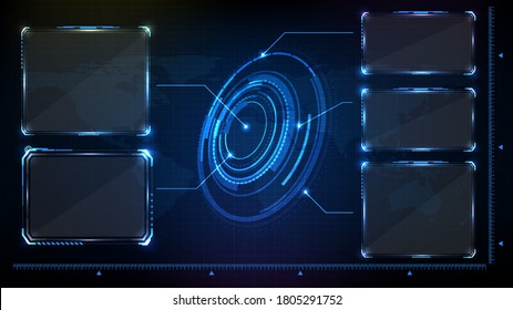 abstrakter futuristischer Hintergrund des blauen Kreises rund glühende Technologie sci-fi-Rahmen. Hui