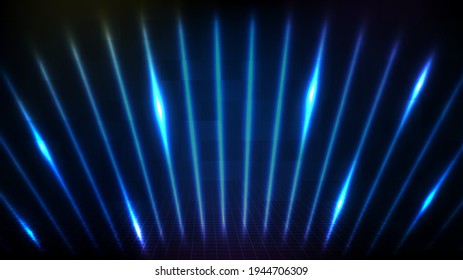 fondo futurista abstracto de escenario vacío azul y fondo de escenario de neón iluminado
