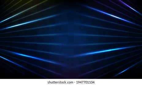 fondo futurista abstracto de escenario vacío azul y fondo de escenario de neón iluminado